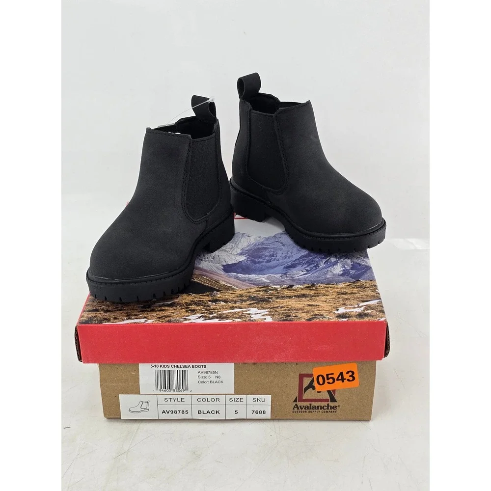 Avalanche Chelsea Boots Kids Size 5 Black Outdoor Pull On AV98785 - New